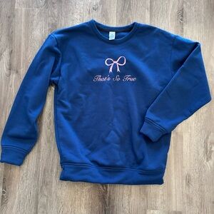 That’s So True Blue  Sweatshirt with Pink Embroidery